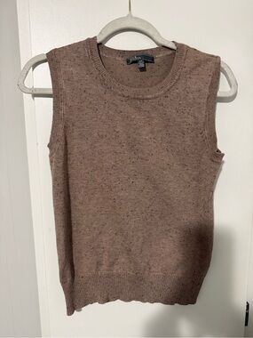 142. 89th & Madison Brown Speckled Sleeveless Crew Sweater Small Preppy Academia